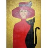 Dama z czarnym kotem 50x70