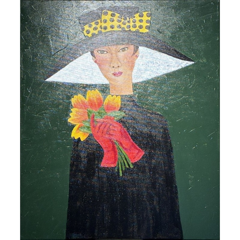 Dama z kwiatami 50x60