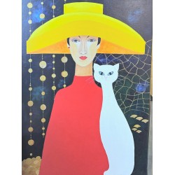 Dama z białym kotem 50x70