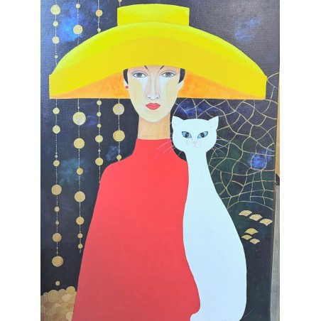 Dama z białym kotem 50x70