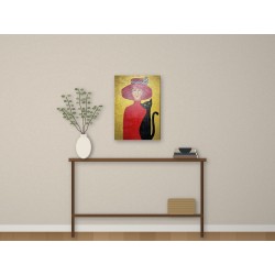 Dama z czarnym kotem 50x70 – obraz we wnętrzu