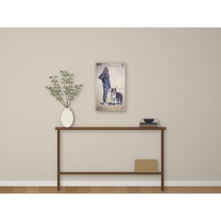 Z cyklu Lady X z psem 40x65 – obraz we wnętrzu